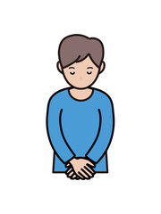 頭を下げて謝る若い男性の上半身イラスト