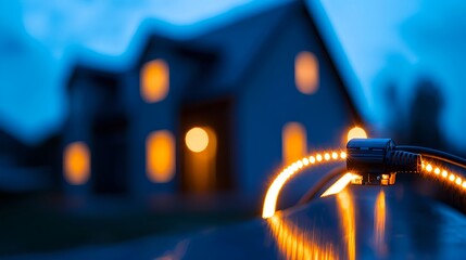 Cozy Evening Scene with Soft Lights and Warm House Ambience