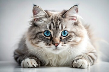 Sharp claws, piercing blue eyes: a Siberian's minimalist portrait.