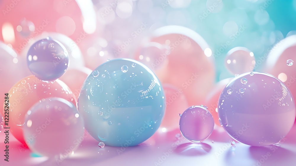 Aufkleber 3d rendering of a pastel colored bubble. the bubble is floating in a soft, out of focus background.