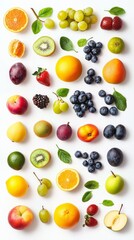 Vibrant Assortment of Fresh Fruits and Berries. A Colorful and Healthy Collection of Seasonal Fruits. A Visual Feast of Nature's Bounty.