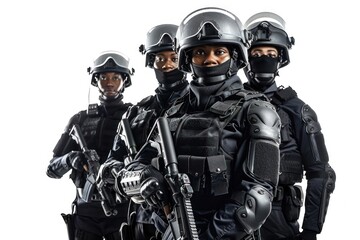 Fototapeta premium People military clothing weaponry.