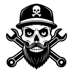 Skull Mechanic Svg Png , Repair Svg , Skull Svg , Wrenches Svg , Tools Svg , Bearded Skull Svg , Digital Download , Instant Download