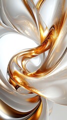 Fototapeta premium Elegant swooping arcs creating dynamic spiral geometry with tapering curves inward metallic gold and bronze hues accentuate the smooth, flowing motion on crisp white background.