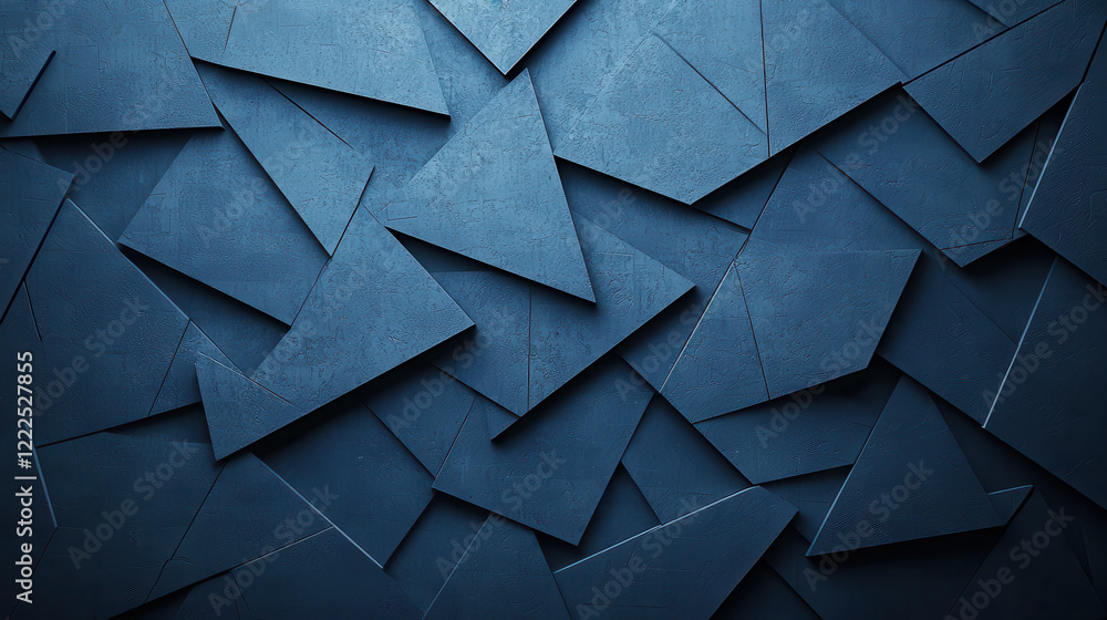Poster Abstract dark blue background with geometric shapes and textures, creating modern and dynamic visual effect. Perfect for design projects and digital art