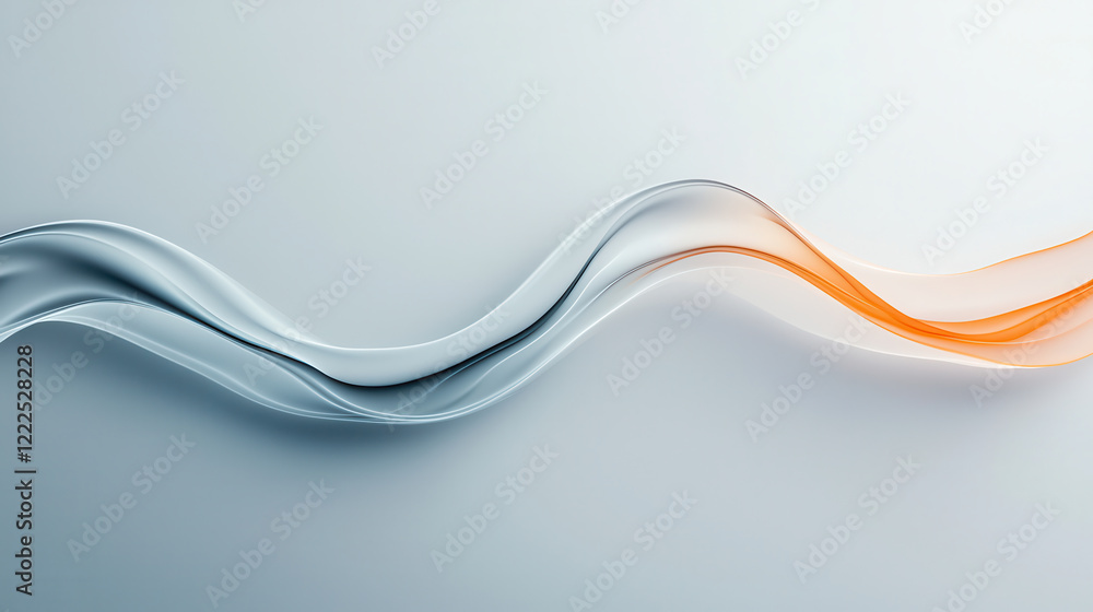 Poster Smooth flowing lines in light gray and orange create abstract design, evoking sense of calm and elegance. gentle curves and gradients enhance modern aesthetic