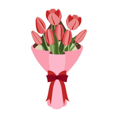A bouquet of flower (red tulip) on white background