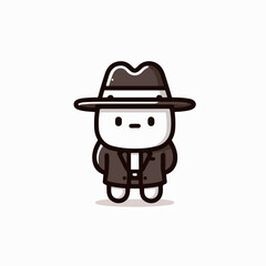 cartoon vector illustration of a person standing wearing a hat