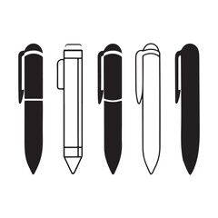 Simple Black and White Illustration of Pen and Pencil