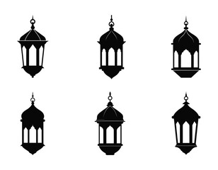 Arabic traditional Ramadan Kareem lanterns set. Set of lantern icons, vector illustration