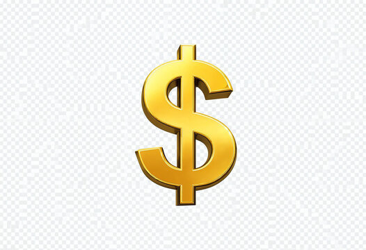 Gold dollar sign icon isolated on transparent or white background, png