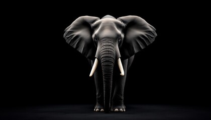 Majestic African Elephant Black Background Wildlife Photo