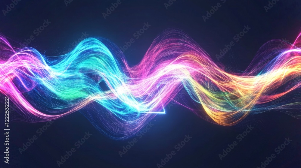 Aufkleber vibrant abstract waves of color represent dynamic motion in digital art