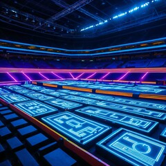 Futuristic Stage with Holographic Screens