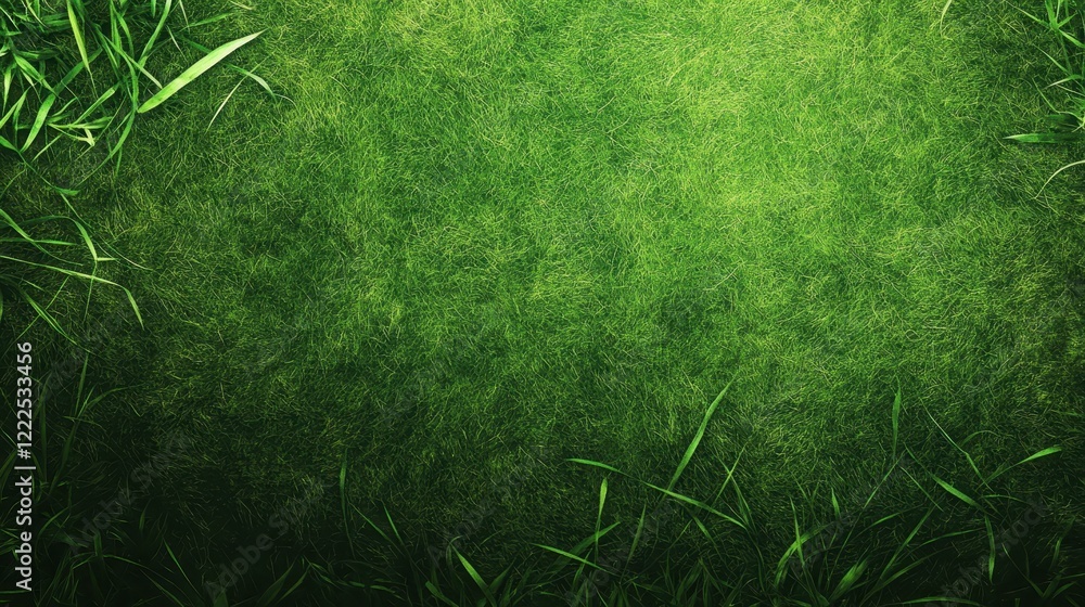 Poster lush green grass texture background with dark edges, seamless pattern.