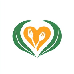 Naklejka premium Heart logo with forks, healthy food concept, possible use in restaurant marketing