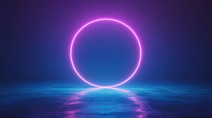 Obraz premium Blue hologram tech game portal with light effect set. Digital technology hud teleport screen with cyber neon platform element. Scifi vector stage for ui interface or product display round design