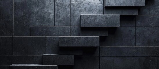 Abstract Dark Grey Geometric Blocks on Wall