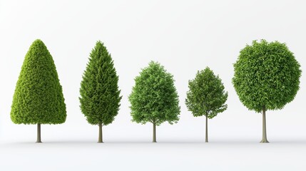 Artistic display of diverse tree renderings in digital nature studio