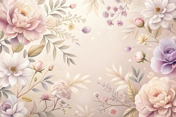 A Delicate Array of Pastel Blossoms and Botanicals, a Dreamy Floral Composition for Elegant Designs
