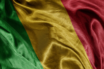 shine waving colourful realistic national flag of mali . macro shot