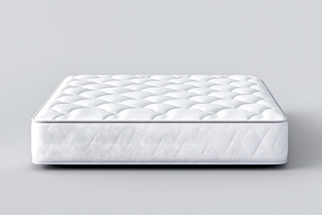 Naklejka premium Comfortable white mattress with tufted design, isolated on white background