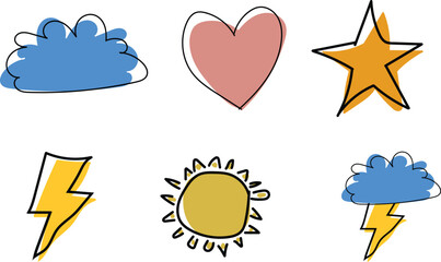 Handwritten doodle elements. Pen underline line stroke, marker scribble. Hand drawn mark, brush drawn curve. brush stroke red underline. Chalk pen highlight stroke. vector illustration 