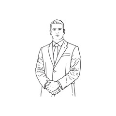 Businessman in Tailored Suit - Detailed and Professional Line Art - Business man Silhouette - Business man Doodle - Business man Vector - Business man Illustration - Business man Line Art