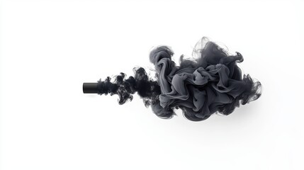 Black ink swirl action isolated white background fluid art