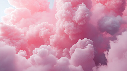 Fototapeta premium Pink clouds in shape of hearts. Romantic and dreamy atmosphere. Valentine's day concept.