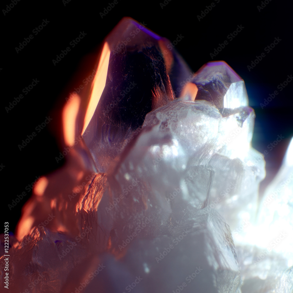 Fototapete crystals with smooth, translucent facets that shimmer with soft blues and warm oranges, creating a p