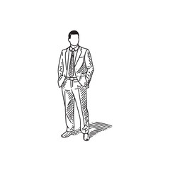 Modern Businessman Silhouette - Detailed Line Art Vector - Business man Silhouette - Business man Doodle - Business man Vector - Business man Illustration - Business man Line Art 