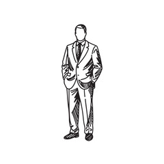 Elegant Businessman Line Drawing - Simple Yet Professional - Business man Silhouette - Business man Doodle - Business man Vector - Business man Illustration - Business man Line Art