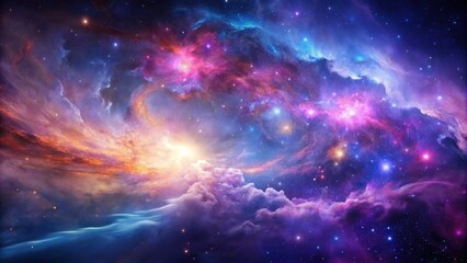 Celestial Tapestry A Vivid Symphony of Cosmic Clouds and Sparkling Stars, Illuminated by a Radiant Light Source