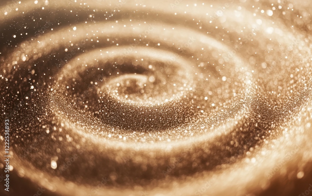 Poster ethereal gold swirl with bokeh light effect abstract background.