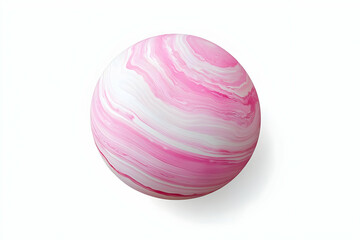 Pink and White Swirled Sphere on a White Background Creates a Visually Striking Image