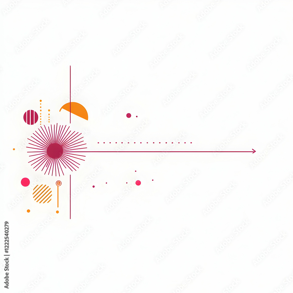 Aufkleber abstract geometric background with shapes, lines, dots and arrow on white background with simple des