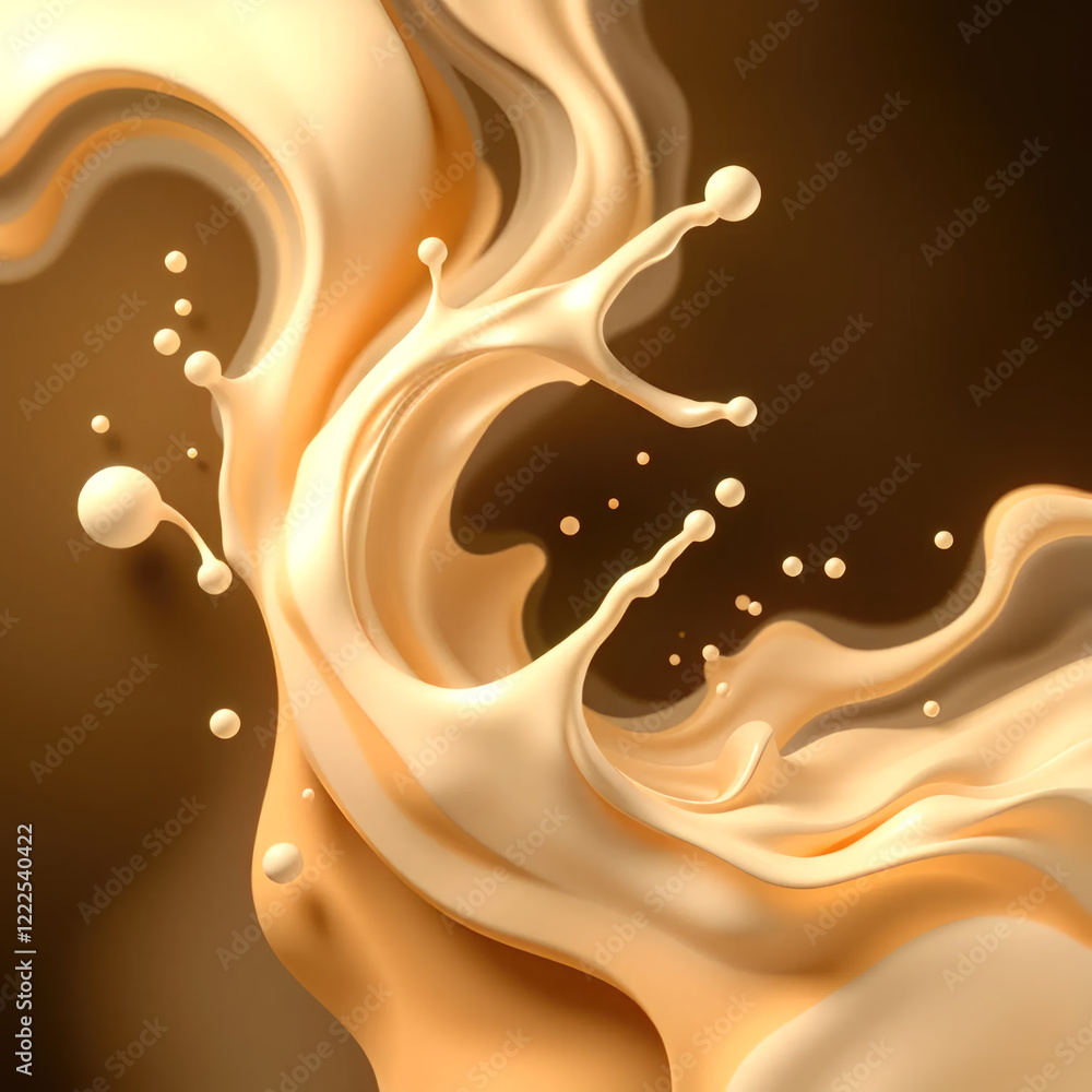 Aufkleber illustration with organic shapes of milk and coffee that convey fluidity and energy. the composition