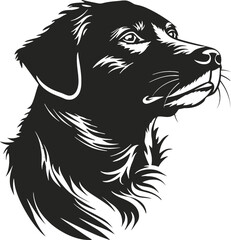 Obraz premium Art & Illustration ,Flat-coated Retriever Dog Face Clipart Design - Dog Face Logo - Flat-coated Retriever Vector illustration in black and white.