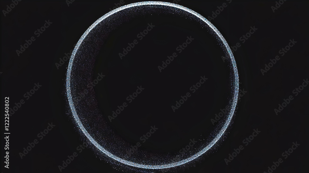 Aufkleber sparkling silver circle frames a dark void: an elegant abstract background for design