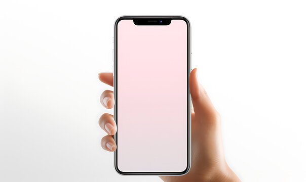 Minimalist Smartphone Mockup Held by a Woman's Hand