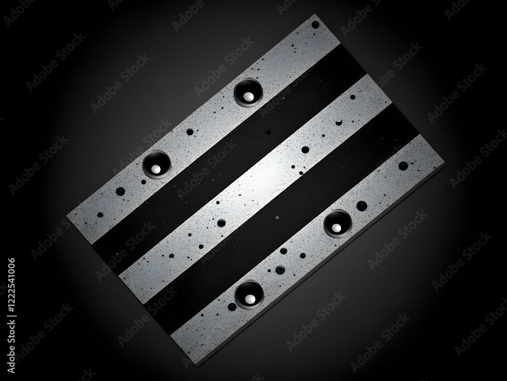 Poster abstract 3d render of a textured surface with diagonal stripes and spheres with a modern feel