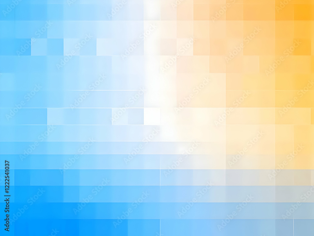 Poster abstract background displays blue and orange gradient with geometric shapes smoothly blending