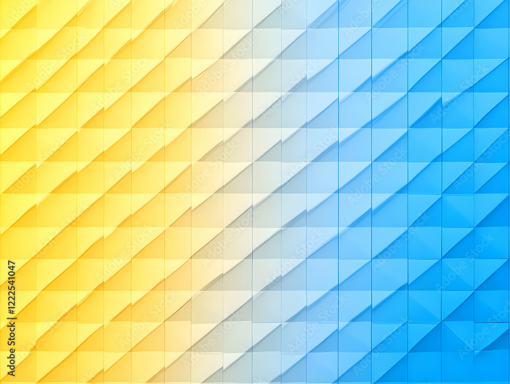 Poster abstract 3d geometric background transitions smoothly from yellow to blue with subtle texture