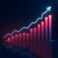 business graph with arrow on black background