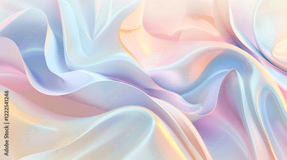 Poster 3d rendering. soft pastel colors. fluid shapes. abstract background.