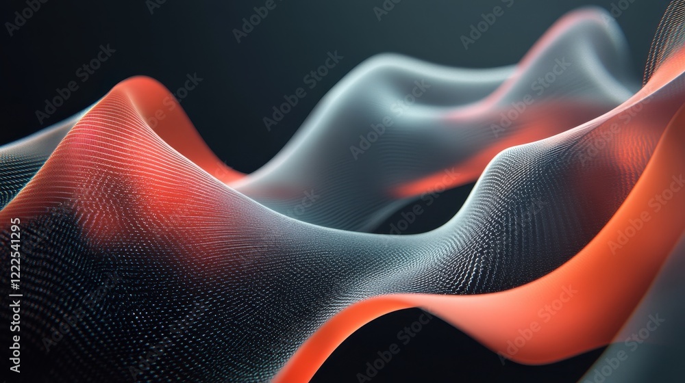 Poster abstract 3d wavy mesh with gradient color, modern technology background.