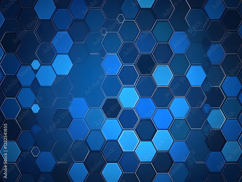 Poster abstract 3d blue hexagonal background creates a futuristic and technological design.