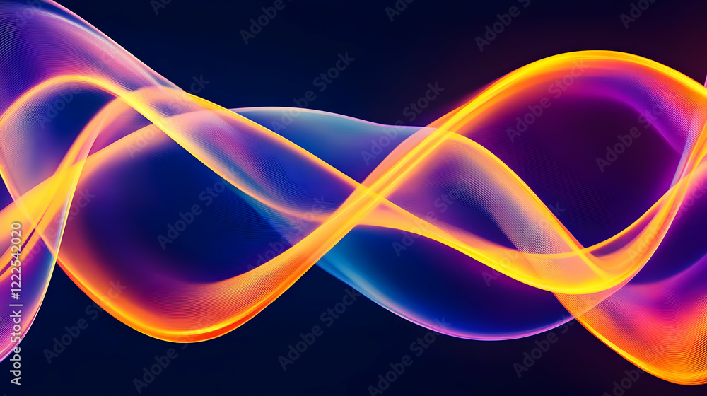 Aufkleber abstract light waves flowing dynamically across a dark background