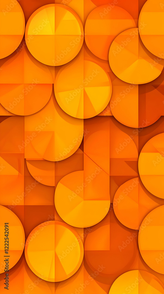 Aufkleber abstract orange circles and geometric shapes background creates a dynamic visual.